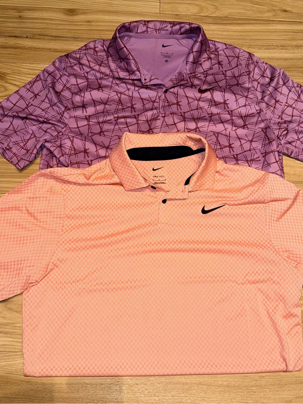 Nike red/orange Patterned Golf Polo Shirts - 2 Pack bundle men’s medium like new